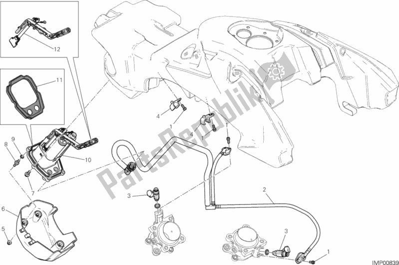 Tutte le parti per il Sistema Di Alimentazione Carburante del Ducati Hypermotard Hyperstrada 939 USA 2016